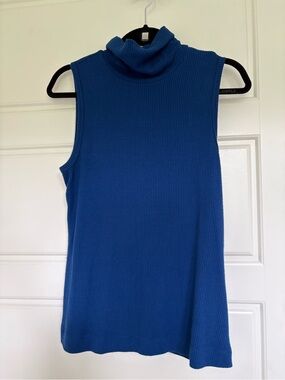 Karen Kane Sleeveless Ribbed Turtleneck Tank - Blue